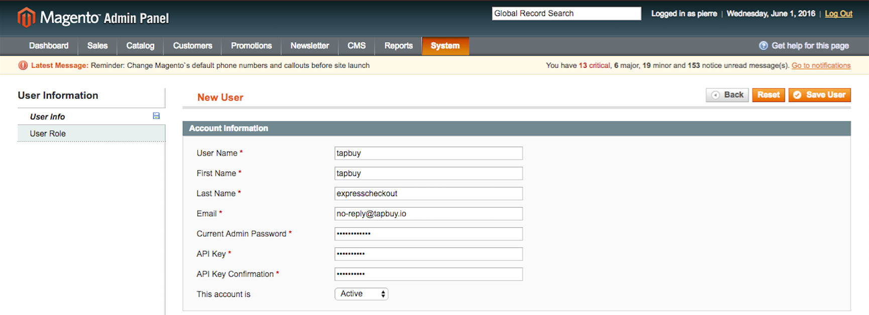 Magento add user