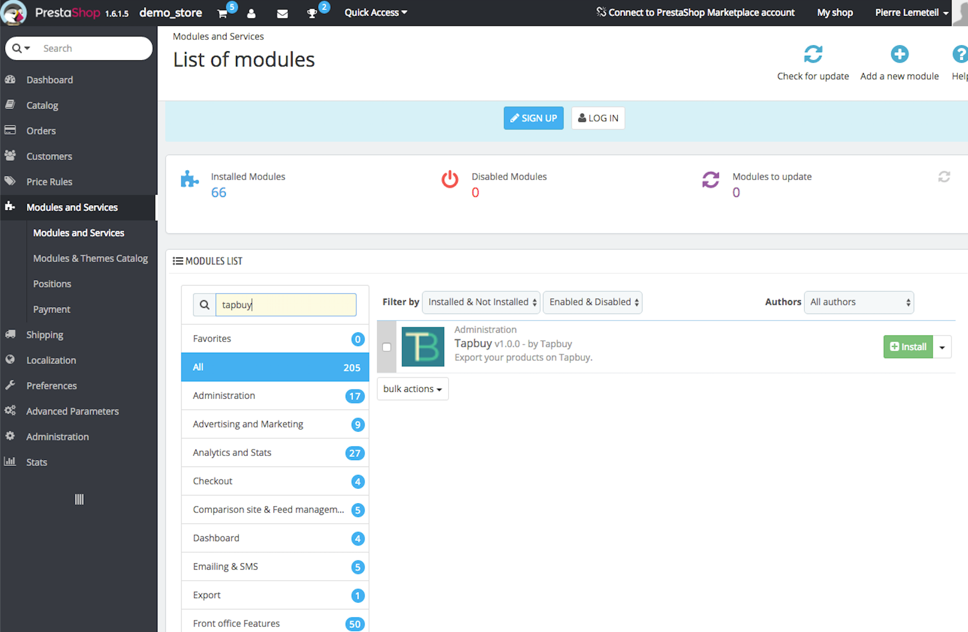 Prestashop modules and services
